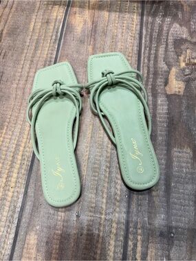 Seychelles Mint Green Knotted Strap Slide Mules